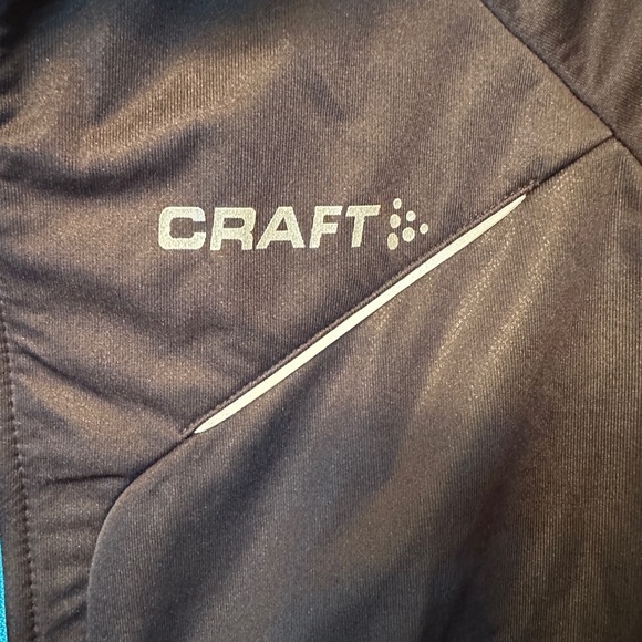 Craft Intensity Softshell Windbreaker Jacket Size Small Black Blue Trim RN 99431 - Picture 4 of 11
